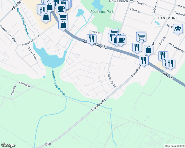 map of restaurants, bars, coffee shops, grocery stores, and more near 114 Holstein Lane in Columbia