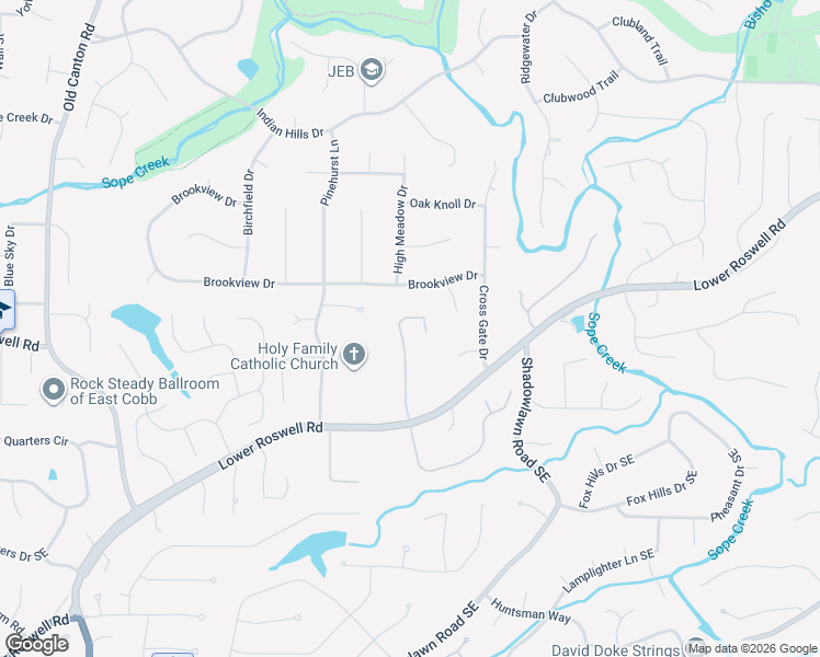 map of restaurants, bars, coffee shops, grocery stores, and more near 34 Peppertree Court Northeast in Marietta