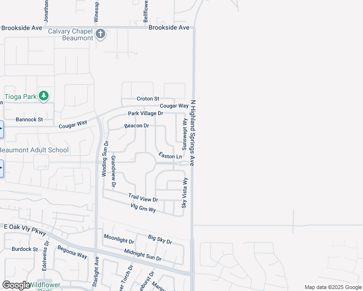 map of restaurants, bars, coffee shops, grocery stores, and more near 1563 Sunswept Way in Beaumont