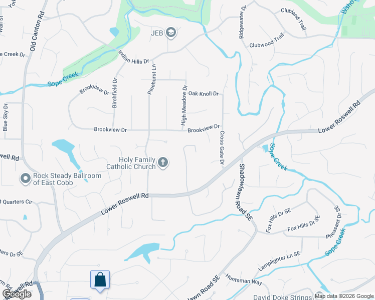 map of restaurants, bars, coffee shops, grocery stores, and more near 34 Peppertree Court Northeast in Marietta