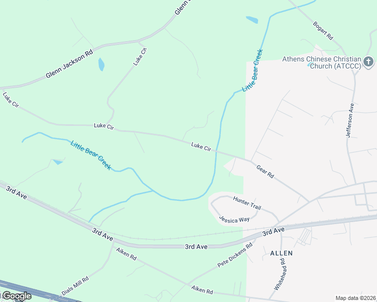 map of restaurants, bars, coffee shops, grocery stores, and more near 1327 Luke Circle in Bogart