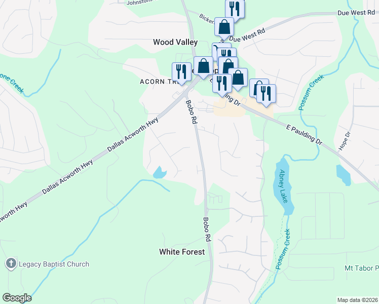 map of restaurants, bars, coffee shops, grocery stores, and more near 106 Jade Lane in Dallas