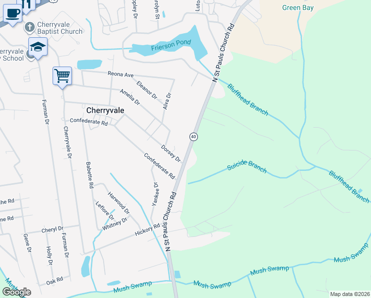 map of restaurants, bars, coffee shops, grocery stores, and more near 1875 North Street Pauls Church Road in Sumter