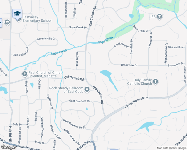map of restaurants, bars, coffee shops, grocery stores, and more near 3032 Canton Pines Place in Marietta
