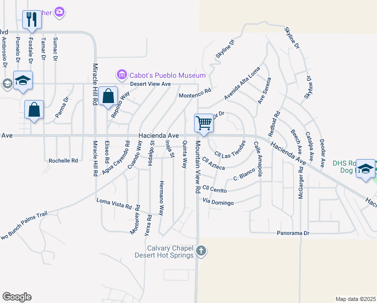 map of restaurants, bars, coffee shops, grocery stores, and more near 13176 Quinta Way in Desert Hot Springs