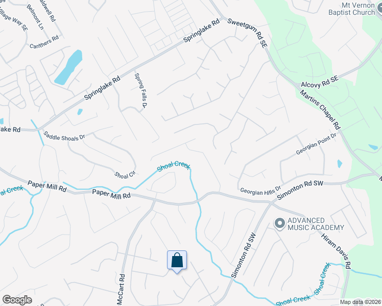 map of restaurants, bars, coffee shops, grocery stores, and more near 595 Castlebrooke Drive Southeast in Lawrenceville
