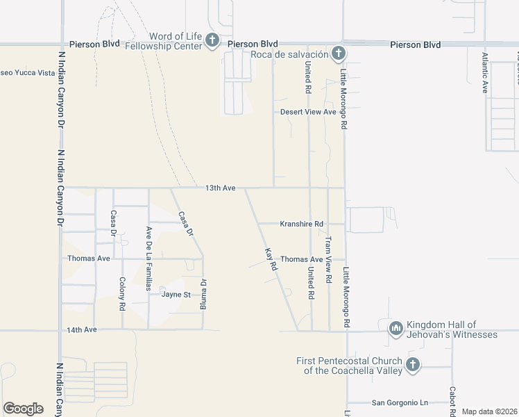 map of restaurants, bars, coffee shops, grocery stores, and more near 13253 Kay Road in Desert Hot Springs