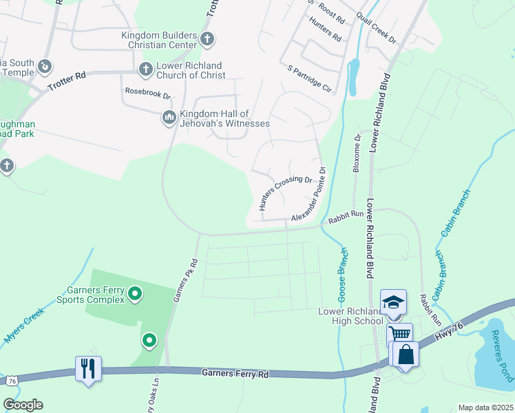map of restaurants, bars, coffee shops, grocery stores, and more near 409 Hunters Crossing Drive in Hopkins