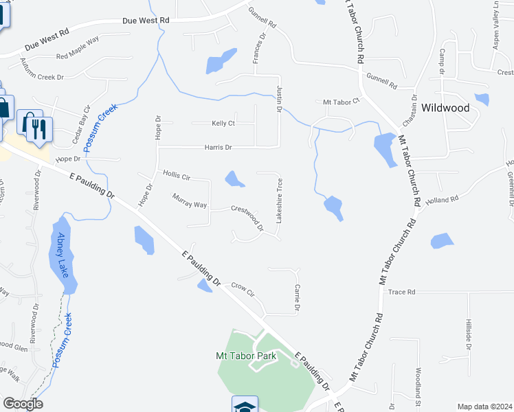 map of restaurants, bars, coffee shops, grocery stores, and more near 29 Fernwick Court in Dallas