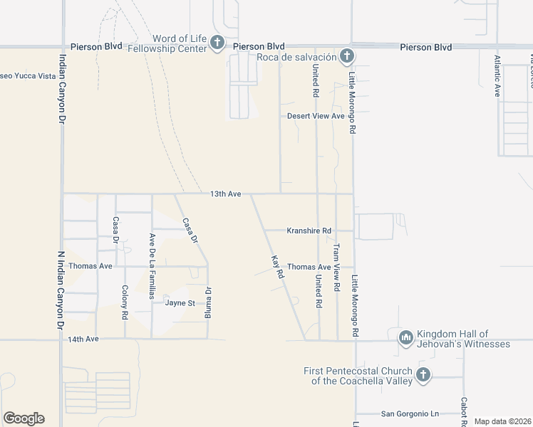 map of restaurants, bars, coffee shops, grocery stores, and more near 13253 Kay Road in Desert Hot Springs