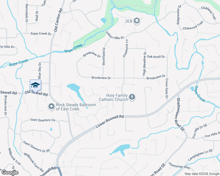map of restaurants, bars, coffee shops, grocery stores, and more near 72 Gatewood Drive Northeast in Marietta