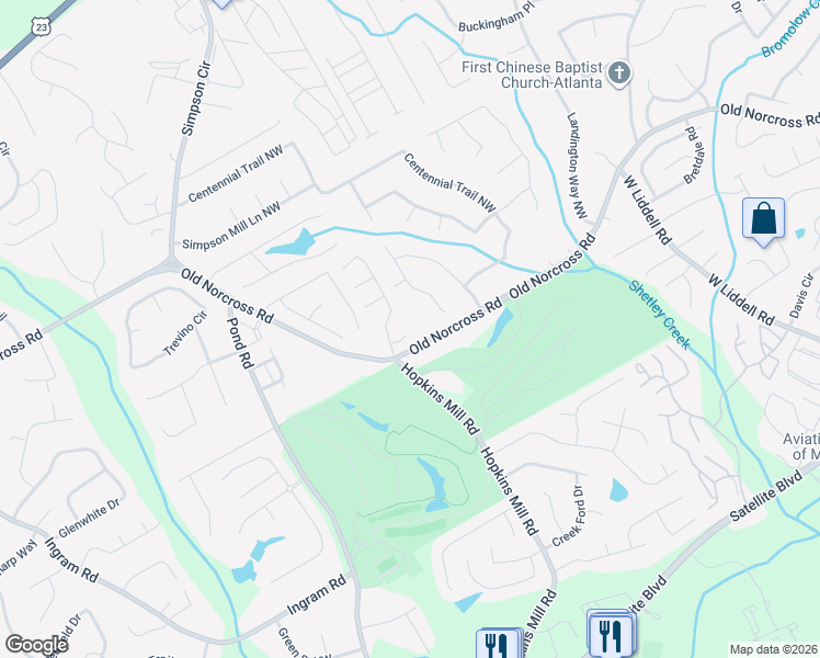 map of restaurants, bars, coffee shops, grocery stores, and more near 4505 Millerbrook Court in Duluth