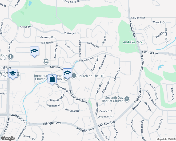 map of restaurants, bars, coffee shops, grocery stores, and more near 5474 Provence Place in Riverside