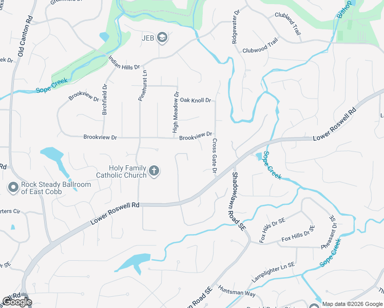 map of restaurants, bars, coffee shops, grocery stores, and more near 51 Peppertree Court Northeast in Marietta