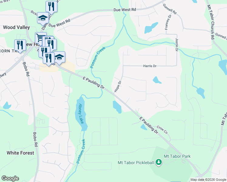 map of restaurants, bars, coffee shops, grocery stores, and more near 822 East Paulding Drive in Dallas