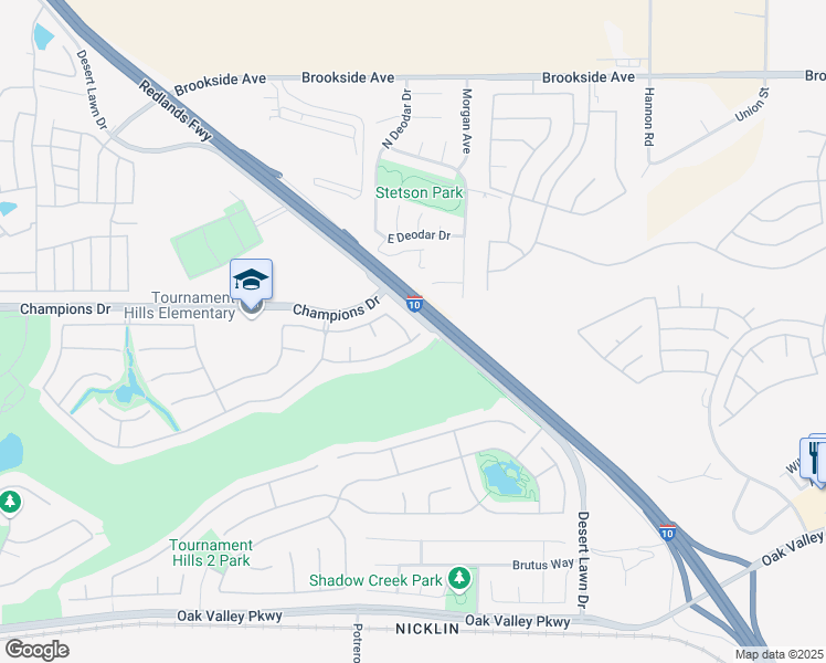 map of restaurants, bars, coffee shops, grocery stores, and more near 11582 Bunker Place in Beaumont