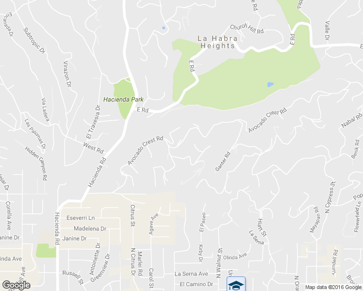 map of restaurants, bars, coffee shops, grocery stores, and more near 515 Avocado Crest Road in La Habra Heights
