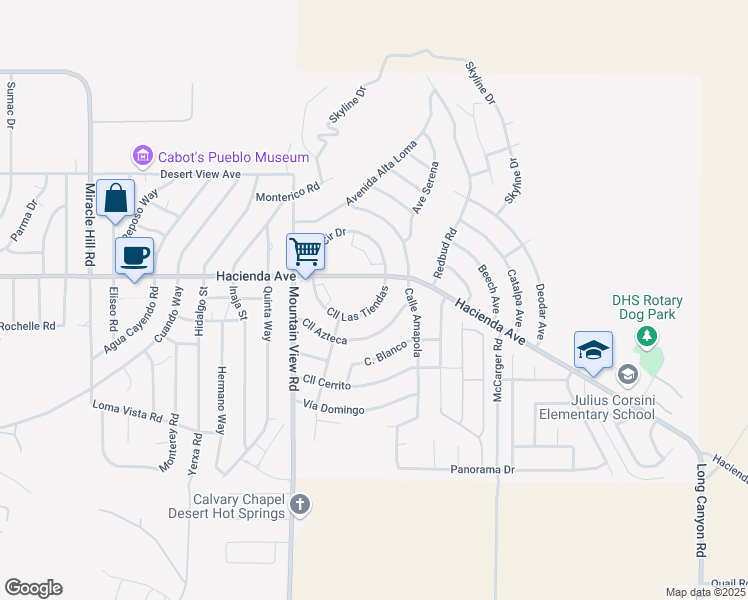 map of restaurants, bars, coffee shops, grocery stores, and more near 68210 Calle Las Tiendas in Desert Hot Springs