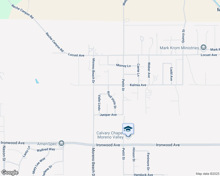 map of restaurants, bars, coffee shops, grocery stores, and more near 27930 Kalmia Avenue in Moreno Valley