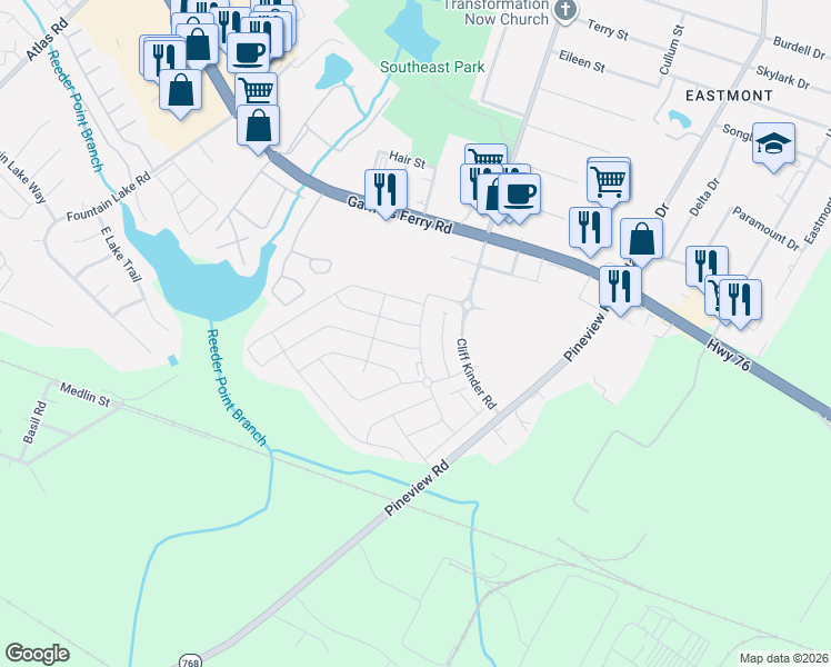 map of restaurants, bars, coffee shops, grocery stores, and more near 119 Beacons Field Road in Columbia