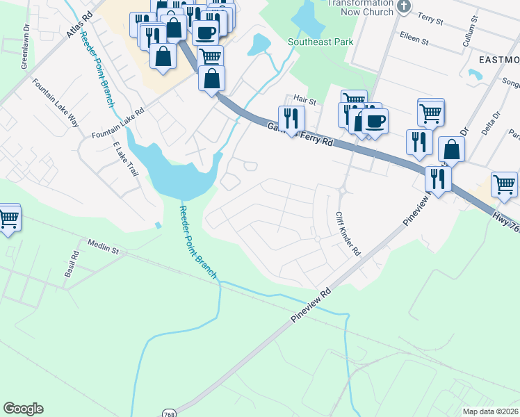 map of restaurants, bars, coffee shops, grocery stores, and more near 624 Scribes Lane in Columbia
