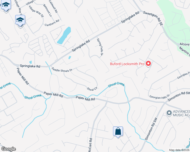 map of restaurants, bars, coffee shops, grocery stores, and more near 647 Bramlett Shoals Road in Lawrenceville