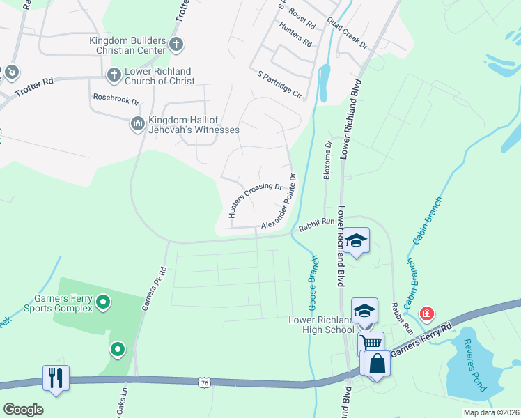 map of restaurants, bars, coffee shops, grocery stores, and more near 448 Hunters Crossing Drive in Hopkins