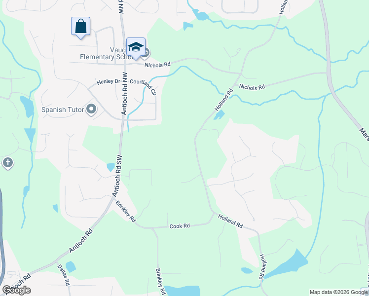 map of restaurants, bars, coffee shops, grocery stores, and more near 842 Holland Road in Powder Springs