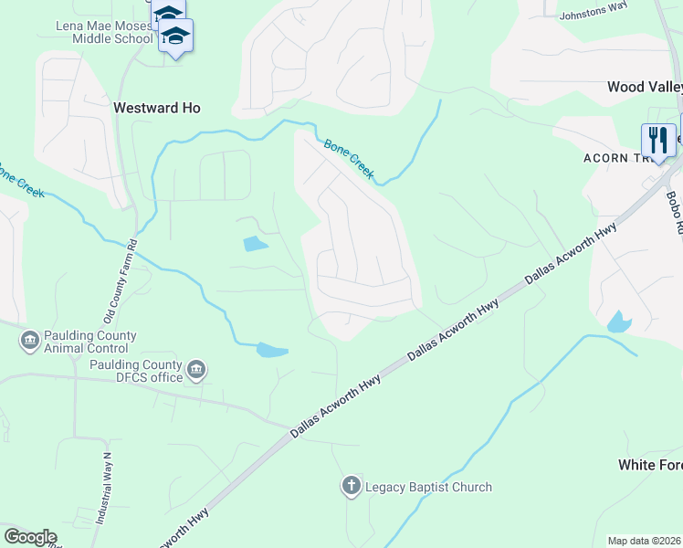 map of restaurants, bars, coffee shops, grocery stores, and more near 216 Fox Knoll Trail in Dallas
