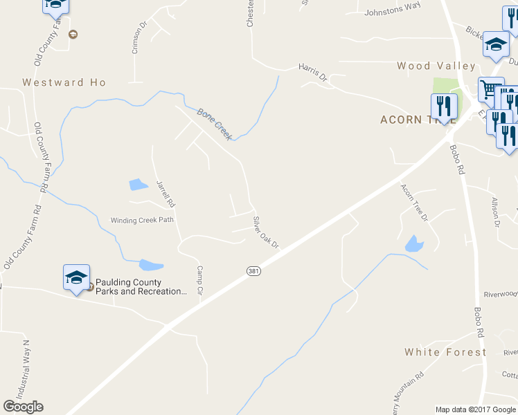 map of restaurants, bars, coffee shops, grocery stores, and more near 192 Silver Oak Drive in Dallas