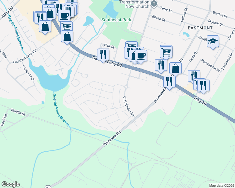 map of restaurants, bars, coffee shops, grocery stores, and more near 119 Beacons Field Road in Columbia