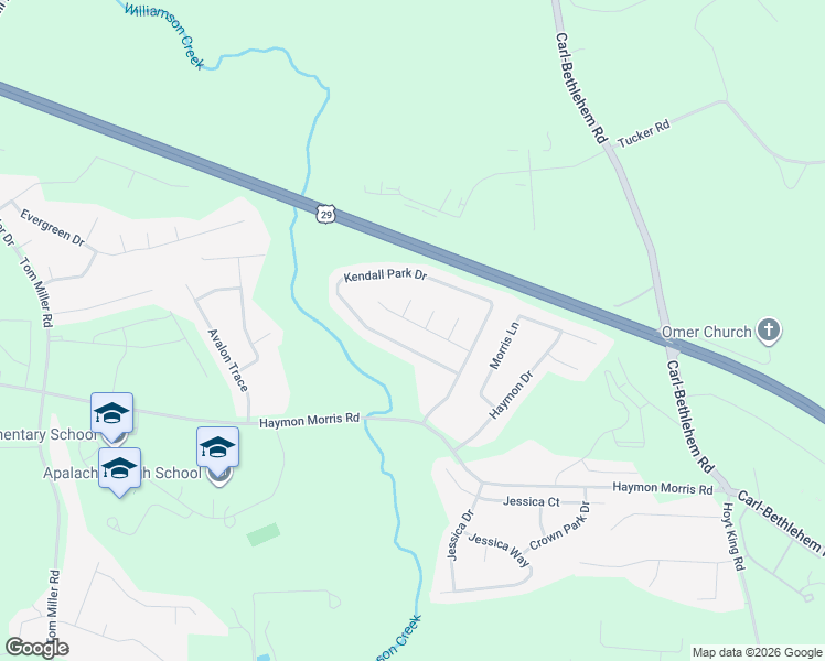 map of restaurants, bars, coffee shops, grocery stores, and more near 716 Fletcher Drive in Winder