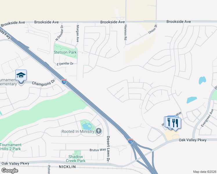 map of restaurants, bars, coffee shops, grocery stores, and more near 1090 Northview Drive in Beaumont