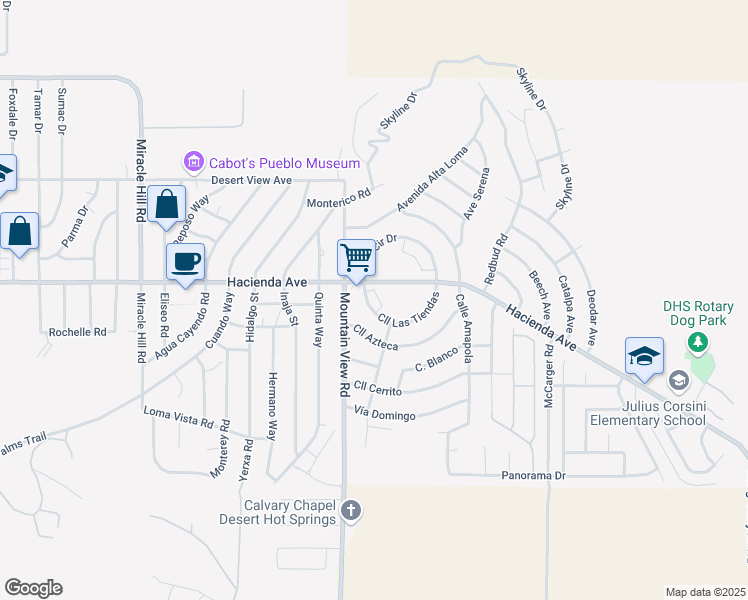 map of restaurants, bars, coffee shops, grocery stores, and more near 68090 Calle Las Tiendas in Desert Hot Springs