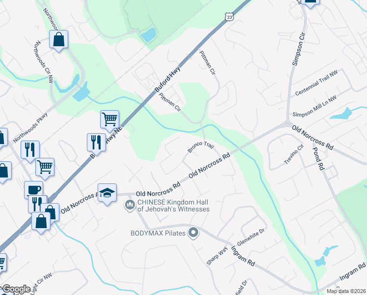 map of restaurants, bars, coffee shops, grocery stores, and more near 4916 Holbrook Circle Northwest in Duluth
