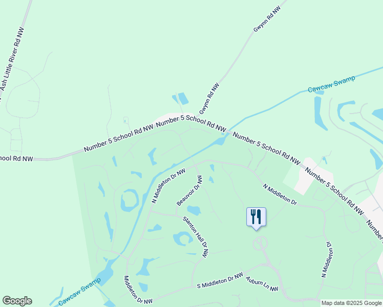 map of restaurants, bars, coffee shops, grocery stores, and more near 1108 Moultrie Drive Northwest in Calabash