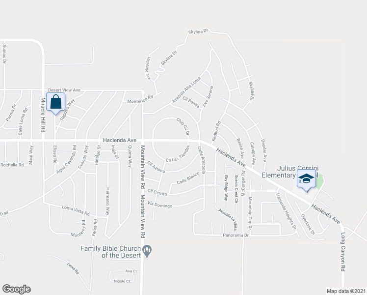 map of restaurants, bars, coffee shops, grocery stores, and more near 68210 Calle Las Tiendas in Desert Hot Springs