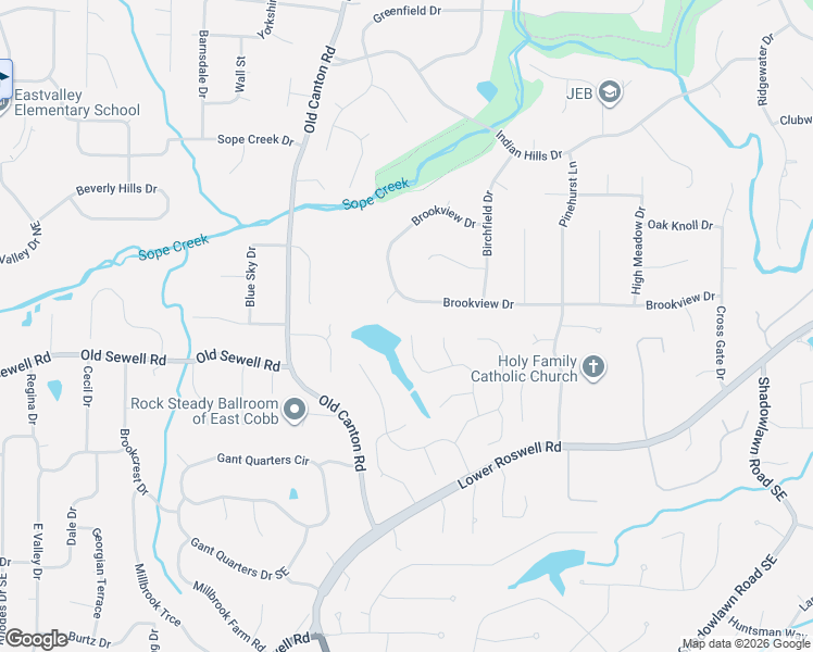 map of restaurants, bars, coffee shops, grocery stores, and more near 3133 Enfield Point Northeast in Marietta