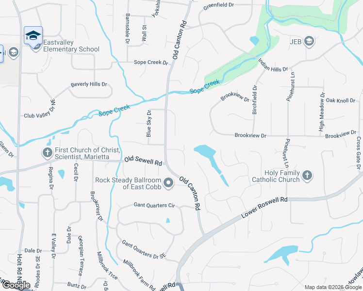 map of restaurants, bars, coffee shops, grocery stores, and more near 150 Blue Sky Drive in Marietta