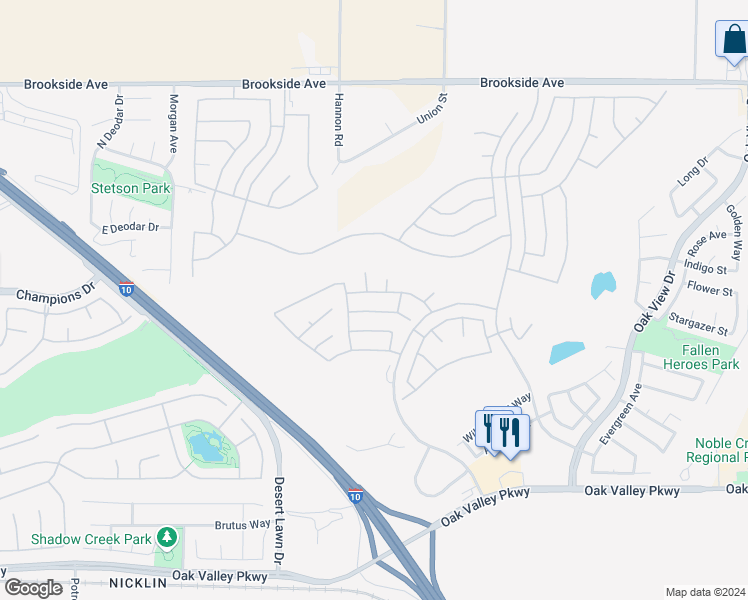 map of restaurants, bars, coffee shops, grocery stores, and more near 985 Hidden Oaks Drive in Beaumont