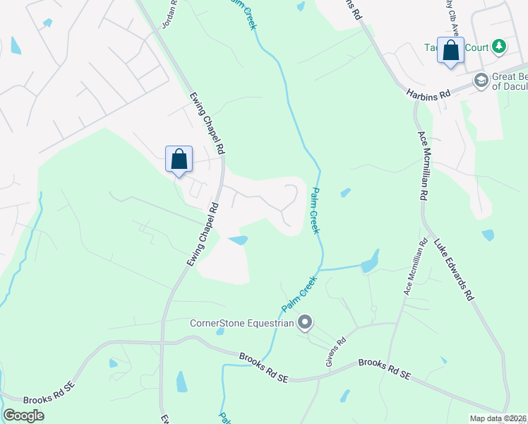 map of restaurants, bars, coffee shops, grocery stores, and more near 1983 Ewing Estates Drive Southeast in Dacula