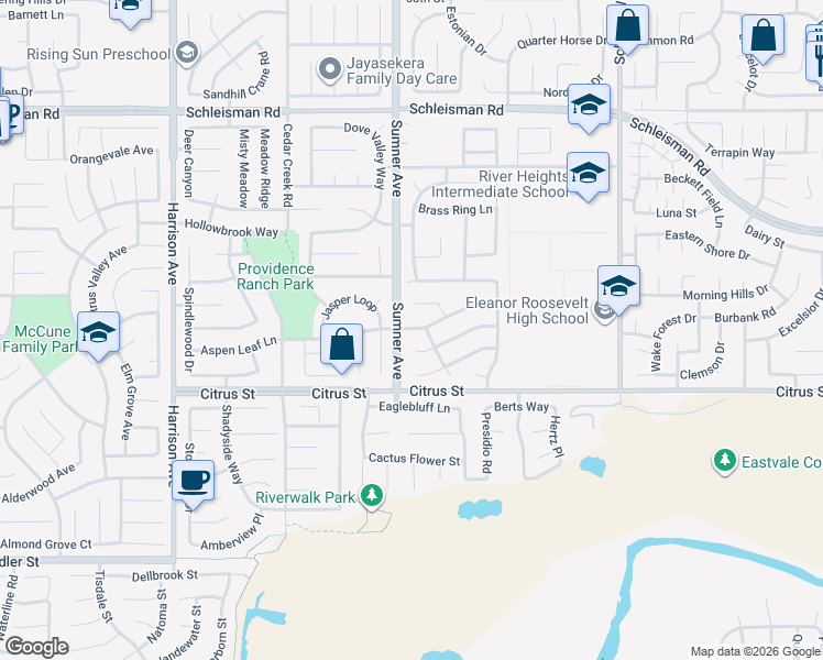 map of restaurants, bars, coffee shops, grocery stores, and more near 13272 Cool Meadow Drive in Corona