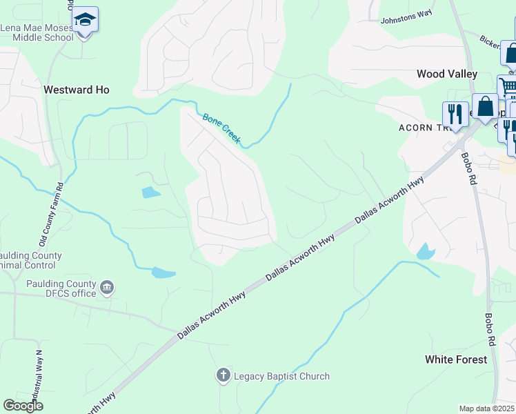 map of restaurants, bars, coffee shops, grocery stores, and more near 239 Silver Oak Drive in Dallas