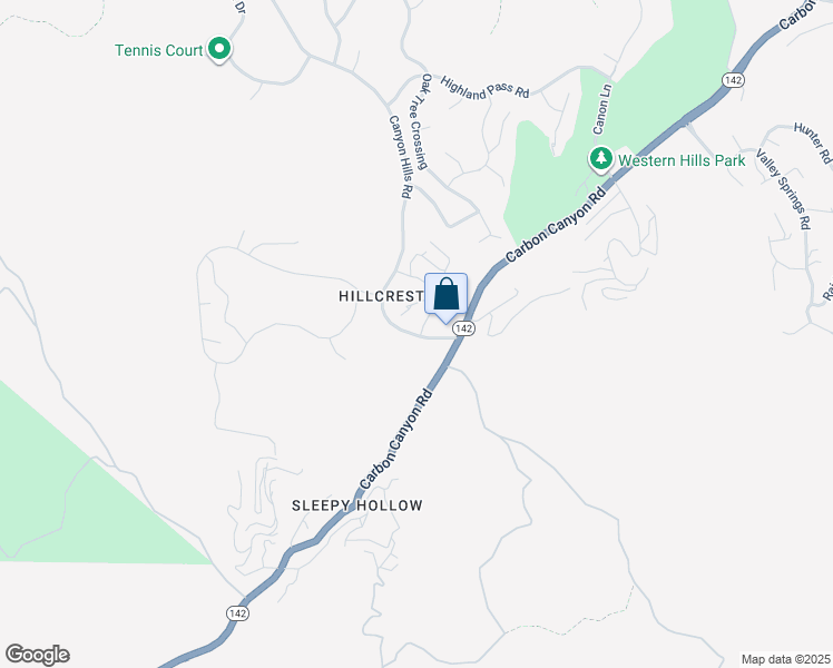 map of restaurants, bars, coffee shops, grocery stores, and more near 16500 Canyon Hills Road in Chino Hills