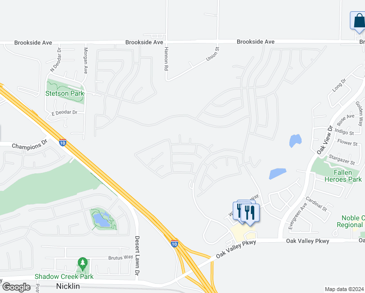 map of restaurants, bars, coffee shops, grocery stores, and more near 985 Hidden Oaks Drive in Beaumont