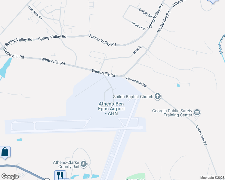 map of restaurants, bars, coffee shops, grocery stores, and more near 1008 Ben Epps Drive in Athens