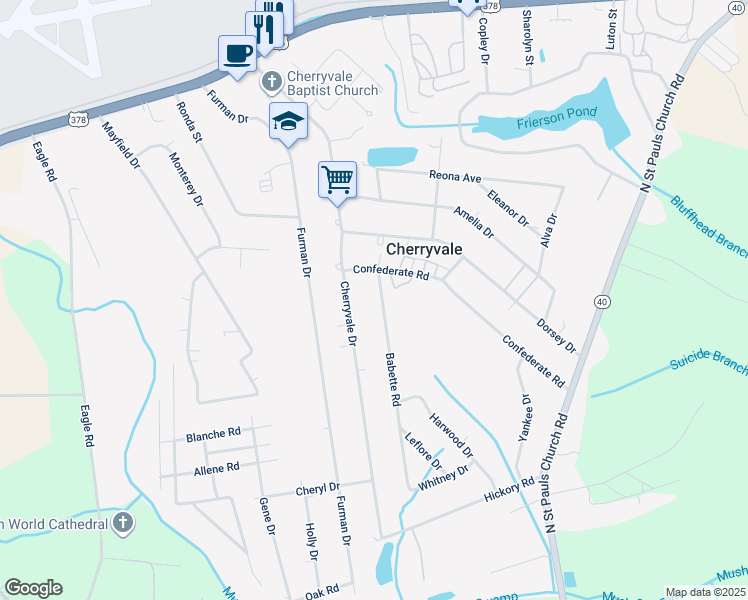 map of restaurants, bars, coffee shops, grocery stores, and more near 1204 Babette Road in Sumter