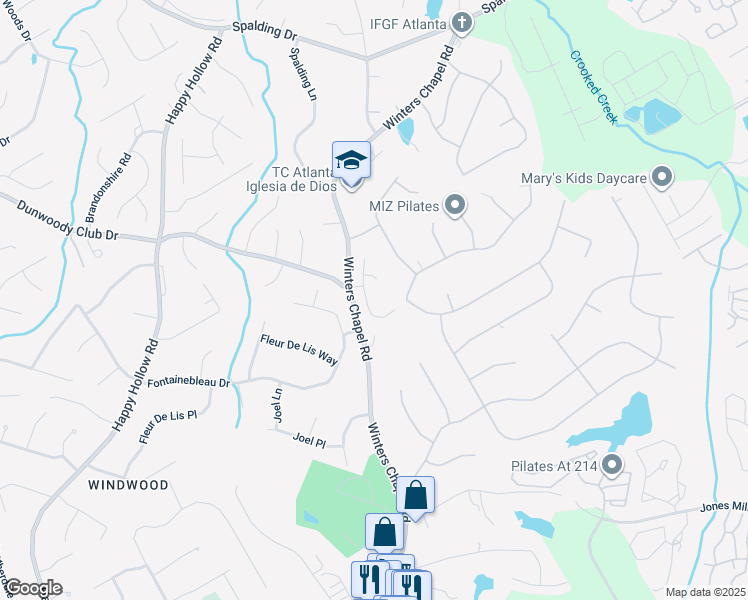 map of restaurants, bars, coffee shops, grocery stores, and more near 5241 Marston Road in Atlanta