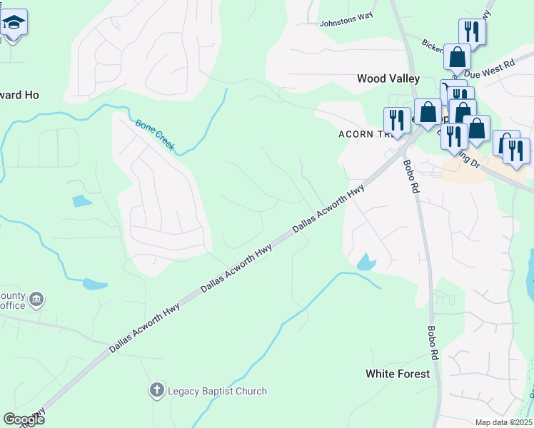 map of restaurants, bars, coffee shops, grocery stores, and more near 3749 Dallas Acworth Highway in Dallas