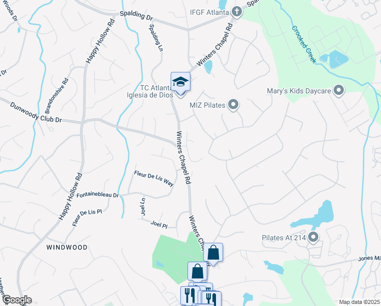 map of restaurants, bars, coffee shops, grocery stores, and more near 5241 Marston Road in Atlanta